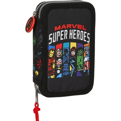 Afbeelding van Schooletui met Accessoires The Avengers Super heroes Zwart (12.5 x 19.5 4 cm) (28 pcs)
