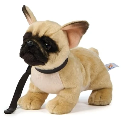 Afbeelding van Uni Toys Franse bulldog (beige) met riem 26 cm (lengte) pluche hond dier