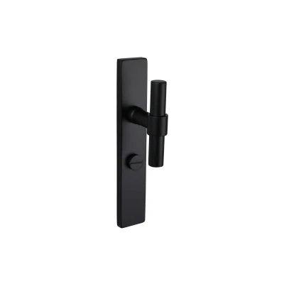 Afbeelding van Lavuzo deurkruk Pesaro Zwart met rechthoekig schild WC63/8 badkamer Per Set
