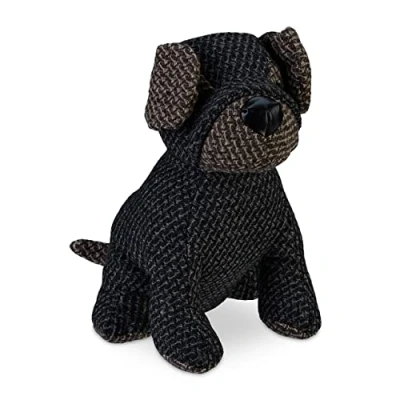Afbeelding van Relaxdays deurstopper hond, met zand, H x B D: 23,5 18 22 cm, voor baby en kinderkamer, binnendeur, grijs/bruin