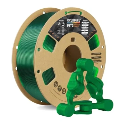 Afbeelding van OVERTURE PETG filament 1,75 mm, 1 kg spoel, duurzaam voor 3D printer, maatnauwkeurigheid +/ 0,02 printerfilament, transparant groen