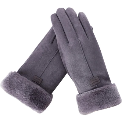 Afbeelding van Handschoenen Dames Fleece Touchscreen Grijs One size Kerst Winter Wol