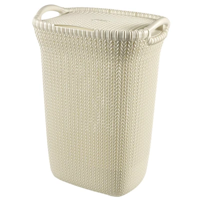 Afbeelding van Curver Knit Wasmand met deksel 57L Oasis White
