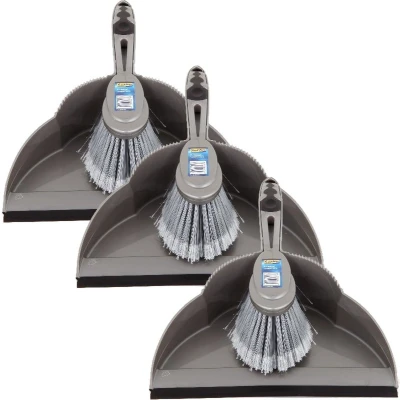 Afbeelding van 3x Sorbo Stoffer en blik set zilver