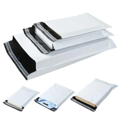 Afbeelding van AiQInu 30 stuks plastic verzendenveloppen, enveloppen van kunststof, verzending, ondoorzichtig, express zakken, envelop, tas, wit