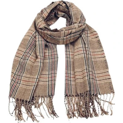 Afbeelding van Lange Warme Sjaal Geblokt Taupe 180 x 70cm (22136#)