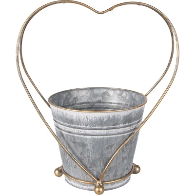 Afbeelding van Clayre &amp; Eef Planthouder 29 cm Grijs Goudkleurig Ijzer Bloempot