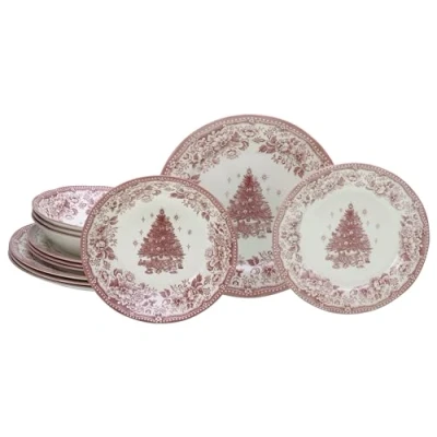 Afbeelding van CreaTable, 17049, serie dennenboom, 12 delige serviesset, bordenset van aardewerk, vaatwasser en magnetronbestendig, kwaliteitsproductie