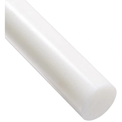 Afbeelding van Ronde staaf van polyethyleen met hoge dichtheid, doorschijnend wit, 50 mm diameter x 300 mm, lang graad A PE 500