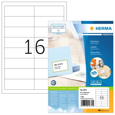 Afbeelding van Herma Labels white 96,5x33,8 SuperPrint 1600 pcs.