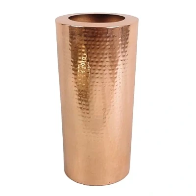 Afbeelding van Leaf Design UK Grote gehamerde metalen vaas, koper, 15cm x 30cm