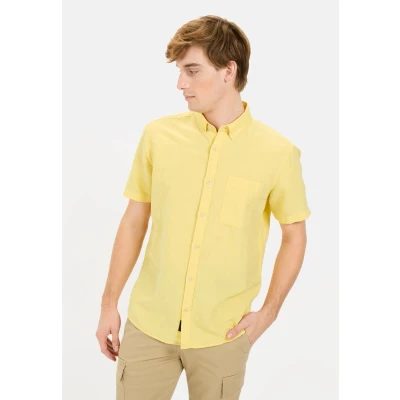 Afbeelding van camel active Korte mouwen overhemd van een katoen linnenmix Maat menswear 5XL Geel
