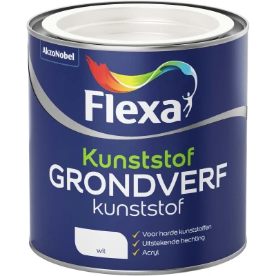 Afbeelding van flexa grondverf kunststof wit 0.25 ltr