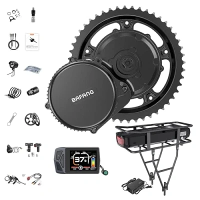 Afbeelding van BAFANG middenmotor BBS02B 48V 500W elektrische fietsconversiekit met 48V17,5Ah achterbakaccu en EKD01 fietsdisplay G340 8fun motor voor BB68mm bergfiets, racefiets stadsfiets