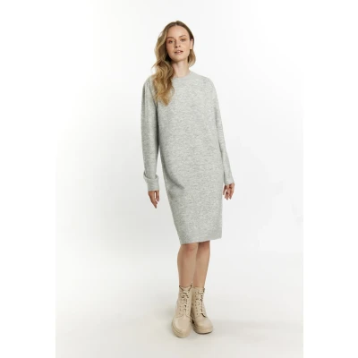 Afbeelding van Dreimaster Incus Gebreide jurk, Dames, Maat: XS/S, Hellgrau melange