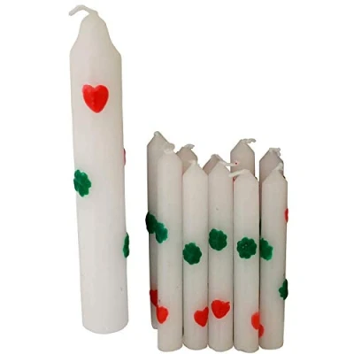 Afbeelding van Amscan Verjaardagskaarsen 8/13,5 Cm Wax Wit/groen/rood 11 Stuks
