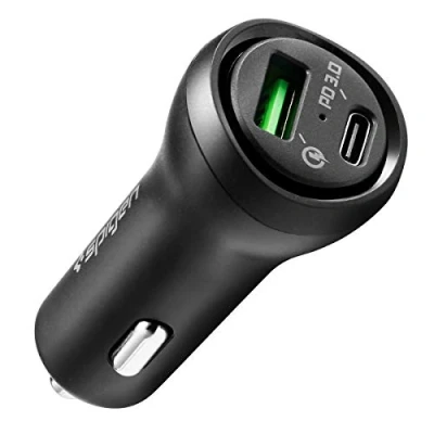 Afbeelding van Spigen F31QC USB C Quick Charge 45W Oplader Auto Zwart