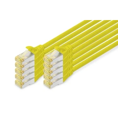Afbeelding van DIGITUS LAN kabel Cat 6A 2m 10 stuks RJ45 netwerkkabel S/FTP afgeschermd Compatibel met 6 &amp; 7 Geel