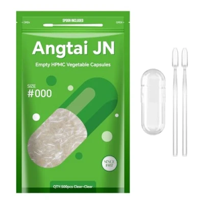 Afbeelding van AngtaiJN lege veganistische capsules, maat 000, 500 stuks, heldere capsules om te vullen met 2 microlepels, doe het zelf compatibel capsulevulling, 000