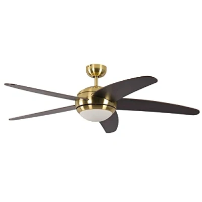 Afbeelding van Plafondventilator met verlichting en afstandsbediening Melton, behuizing messing, vleugelkleur bruin/wanaque, 132 cm