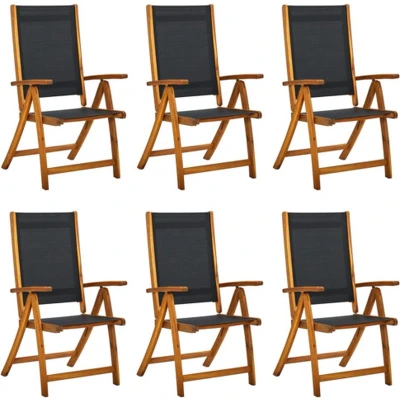 Afbeelding van vidaXL Tuinstoelen inklapbaar 6 st massief acaciahout en textileen