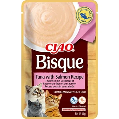 Afbeelding van INABA Ciao Bisque Crèmesoep voor katten, tonijn &amp; zalm 1x40g, natvoer zonder granen