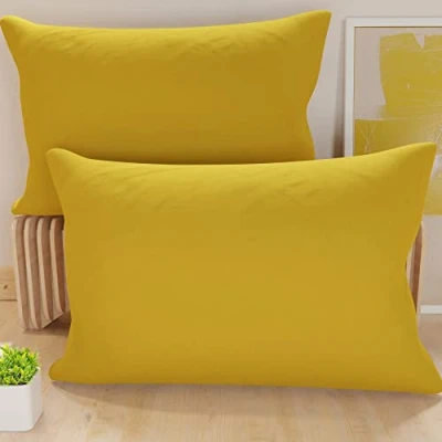 Afbeelding van PETTI Artigiani Italiani Set van 2 kussenslopen 60 x 40 cm, effen okergeel, kussensloop 100% hypoallergene microvezel, gemaakt in Italië