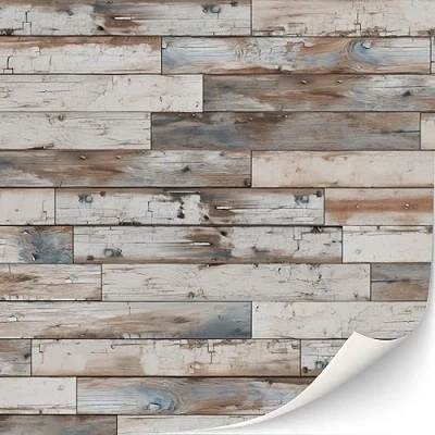 Afbeelding van TexturKontor 3 vellen zelfklevende vloerbedekking voor poppenhuizen schaal 1:12 (Shabby blauw wit)
