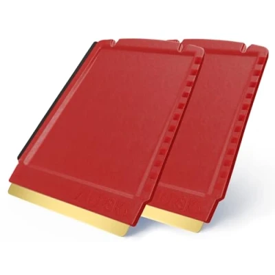 Afbeelding van Murska IJskrabber voor de auto, 2 stuks, messing schraper, HIPS origineel uit Finland, topkwaliteit, 90 mm, kleine praktische 3 zijden verschillende schrapers, rood