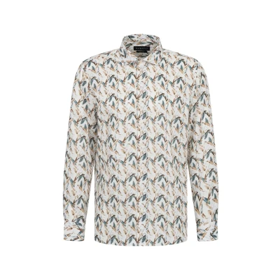 Afbeelding van bugatti Overhemd beige / bruin spar offwhite