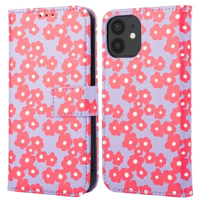 Afbeelding van Apple iPhone 12 Hoesje Kunstleder imoshion Bookcase Dusty Rose Blossoms Telefoonhoesje