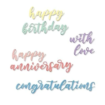 Afbeelding van Sizzix Thinlits Die Set 6PK Script Sentiments 665089 Sharon Drury (01 21)