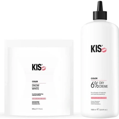 Afbeelding van KIS SnowWhite Blondeerpoeder 500gr + OxyCream 6% 1000ml bundel/set/pakket