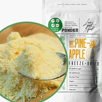 Afbeelding van Gevriesdroogde Ananas Poeder Freeze Dried Fruit Pineapple Powder Geen Toegevoegde Suikers, Vegan Glutenvrij Gedroogd Bromelain Gefriergetrocknetes Ananaspulver Puur (100g)