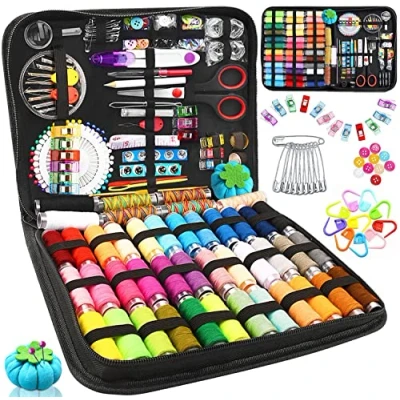 Afbeelding van TWBEST 304pcs Naaiset,Naaikit,DIY Premium Naaibenodigdheden Bevat 43 Rollen Garen met Gereedschapsset,Draagbaar Naaigereedschap voor Thuis,Naaitoebehoren Thuis,Op Reis en in Noodgevallen