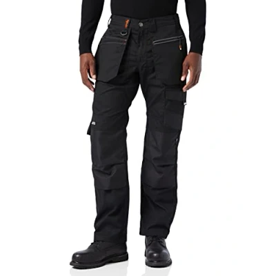 Afbeelding van Scruffs Ripstop Trade slijtvaste zwarte werkbroek met meerdere en kniebeschermers zakken (verschillende maten, kort, normaal lang been) (32W 34L)