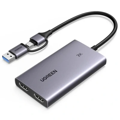Afbeelding van UGREEN video capture kaart en 4K loop out, HDMI naar USB met input 2K 30Hz opname, voor DSLR, Switch, PS4, PS5, Windows8.1/10/11, MacOS, Linux, live streaming opname