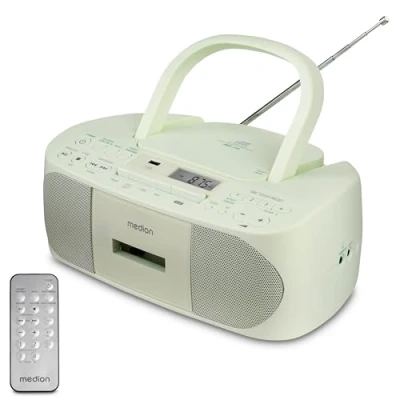 Afbeelding van Medion E65010 Draagbare Radio Speelt FM, CD&#039;s, Cassettes, MP3&#039;s Met AUX en USB Ingang 2x3 W Stereo Speakers Zwart