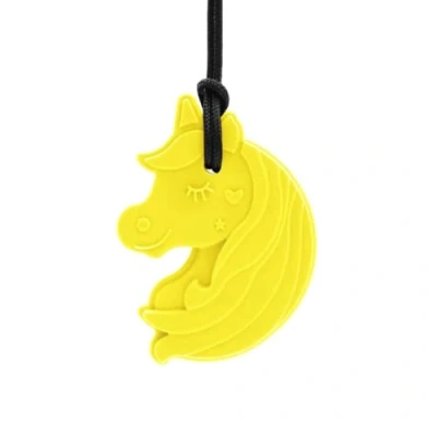 Afbeelding van ARK® Kauwketting in verschillende diktes en vormen met instelbare scheurlijn ATC onderhoudsinstructies, sensory halsketting, bijtblok, kauwen, tandjes, autisme (eenhoorn, zacht geel)