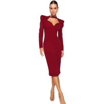 Afbeelding van Trendyol Zwarte, Nauwsluitende, Geweven, Elegante Avondjurk Tpraw24El00004