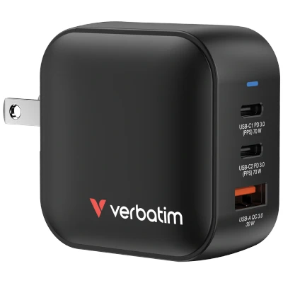 Afbeelding van Verbatim GaN Charger 70W Universeel Zwart AC Snel opladen Binnen