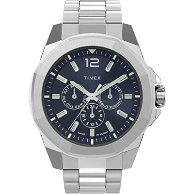 Afbeelding van Timex 40 mm Essex Ave dun, Roestvrij staal/Blauw/Zilverkleur/Multi, Modern