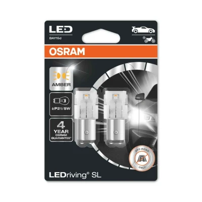 Afbeelding van Osram P21/5W LED Retrofit Oranje 12V BAY15d 2 Stuks