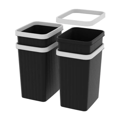 Afbeelding van Cetomo Plastic Afvalbak Kleine Prullenbak voor Bureauhuis Moderne Wastbasket in Zwart