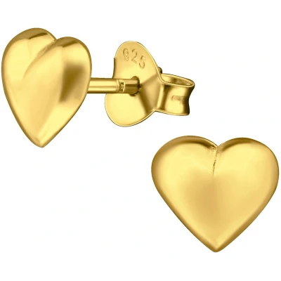 Afbeelding van JoyS Zilveren hartje oorbellen 7 x 6 mm bol oorknoppen 14k goudplating / goldplated