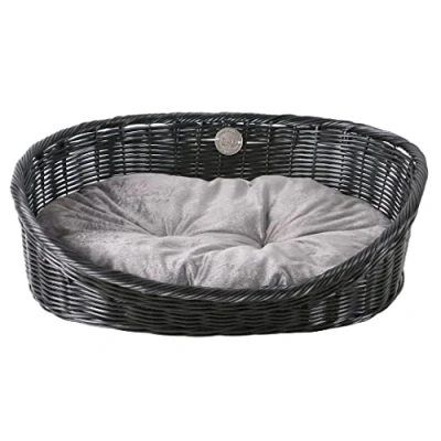 Afbeelding van D&amp;d Home Dierenkussen Hond Rustic Rattan Met Kussen S 54x40x17,5cm Zwart/antraciet 1st