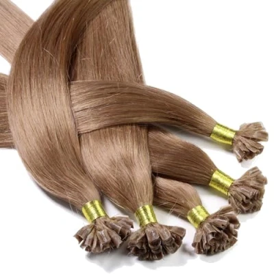 Afbeelding van hair2heart Haarextensies van echt haar, bondings, glad, 25 strengen, 0,5 g, 30 cm, donkerblond