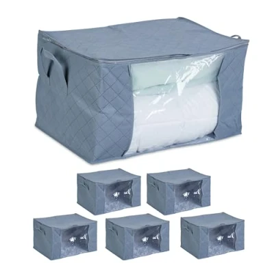 Afbeelding van Relaxdays opberghoes dekbed set van 6 tegen stof opbergtas kleding onder bed