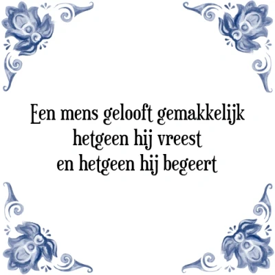 Afbeelding van Een mens gelooft gemakkelijk hetgeen hij vreest Tegeltje + Spreuk