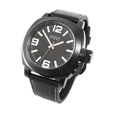 Afbeelding van OOZOO Timepieces zwarte horloge met leren band OS024